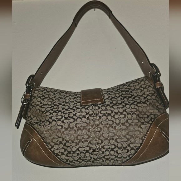 Coach Y2K Soho Brown Signature "C" Shoulder Bag 6818 Silver Buckle Vintage Small - Picture 3 of 14